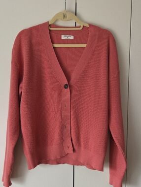 Zenana Outfitters Coral Button-Front V-Neck Cardigan